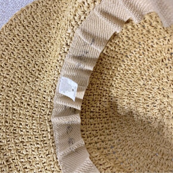 Vintage Woven Paper Straw Wide Floppy Brim Sun Hat Summer Hat With Flower - Picture 10 of 14